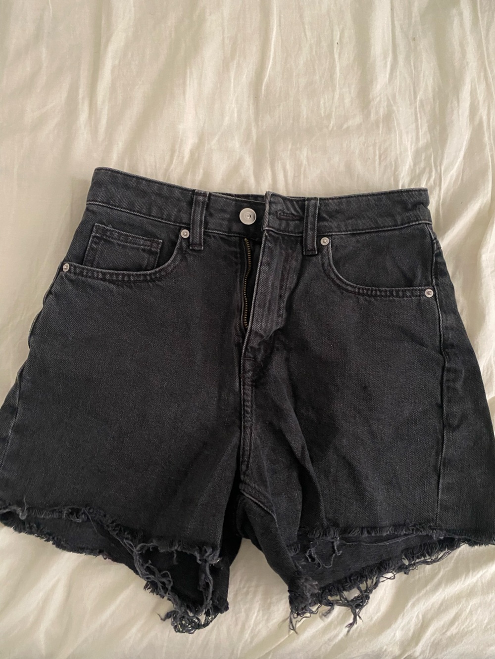 H&M High-Rise Black Denim Shorts